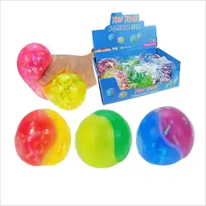 Palline Squish colorate bicolore riempite con lamina scintillante Glitters Anti-stress Vent TPR Water Ball Fidget Stress Balls