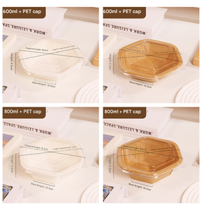 600ml 800ml 1000ml 1200ml Microwave Disposable Food Container Kraft <b>Paper</b> Takeout Hexagonal Packaging Box Salad <b>Bowl</b> - Product Image 2