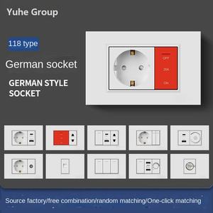 1 Gang 1/2 Way + EU German Standard Wall Switch <b>Socket</b> <b>USB</b> Type-C Universal White Fluorescent High Power <b>Socket</b> PC Panel - Product Image 2