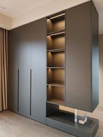 Armoire de chambre à coucher moderne et simple de couleur grise, éclairage LED, design écologique et durable, pour salon, villa, prix direct d'usine, économique
