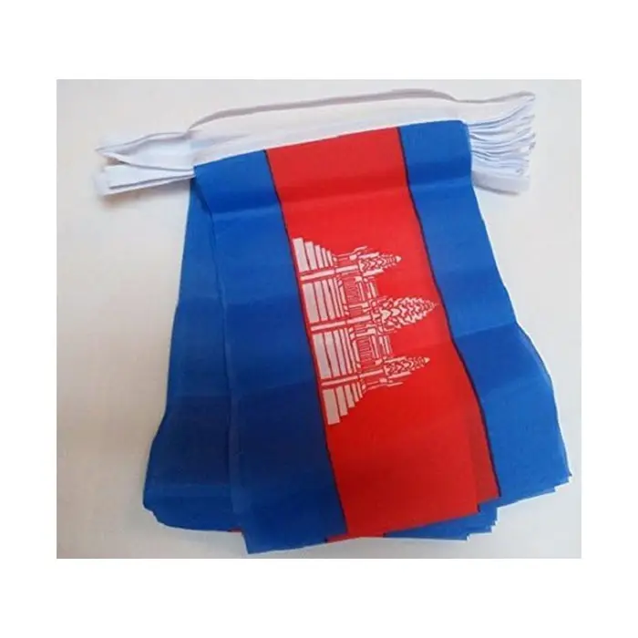 Fournisseur promotionnel 5.5*8.2 pouces Rectangle cambodgien bleu rouge bleu drapeau à cordes pour le décor des élections nationales