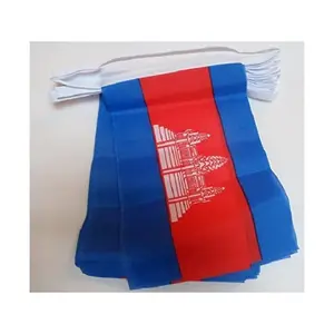 Promotional Supplier 5.5*8.2 inch Rectangle Cambodia Cambodian Blue Red Blue String Flag For National Election Decor