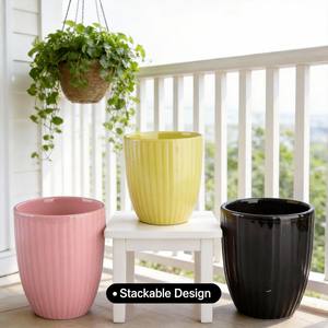 กระถางดอกไม้เซรามิกเคลือบเงาสำหรับตกแต่ง - Product Image 4