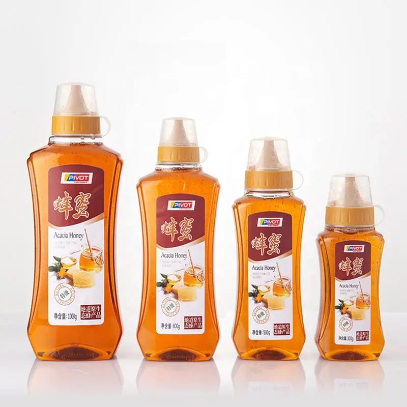 Versorgung 300 g 500 g 800 g 1000 g Drücken Kunststoff Soßen Honig Verpackung Flasche für Honig Lebensmittelqualität Behälter