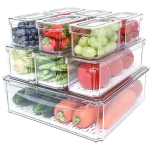 16 PC Refrigerator Organizer Set Clear Storage Bins for Fridge Freezer &  Pantry 