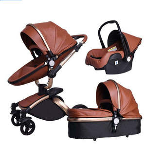 Siêu Thời Trang Da Xe Đẩy Em Bé Xe Đẩy Với Trứng Hình Dạng Cao Xe Đẩy Em Bé 3 Trong 1 - Product Image 2