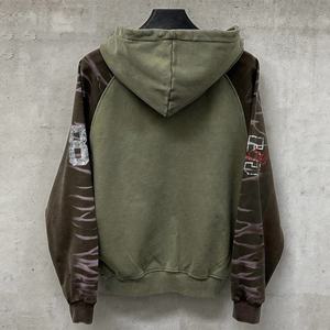 Hoodie zippé surdimensionné en molleton bouclette, style streetwear, imprimé, à épaules tombantes, effet vieilli et délavé à l'acide - Product Image 2