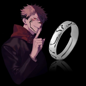 Anillos de Anime Ryomen <span class=keywords><strong>Sukuna</strong></span>, anillo Unisex ajustable de Color plateado, accesorios de <span class=keywords><strong>Cosplay</strong></span>, joyería para hombres y mujeres, regalo de Navidad - Product Image 1