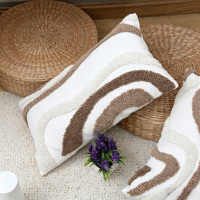 Coussin carré tufté brodé à rayures géométriques pour canapé de style minimaliste moderne, housse de coussin décorative pour tête de lit