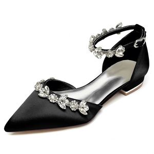 Ladies' <b>Flat</b> <b>Pointed</b> <b>Toe</b> diamond Chain Wristband Wedding Shoes, Bride Shoes, Bridesmaid Shoes, Party Shoes - Product Image 1