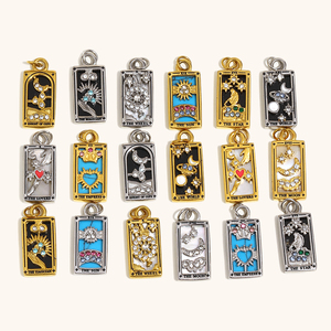 Dingran liontin cincin kunci berlapis emas, aksesoris liontin Enamel warna-warni berlapis emas baja tahan karat - Product Image 1