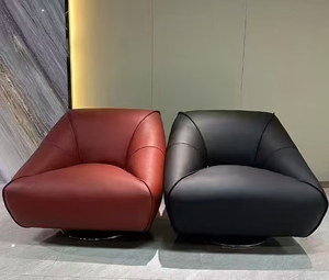Modern PU Leather Swivel Armchair With Metal Legs Solid Back Leisure Chair <b>For</b> Living Room Furniture - Product Image 1