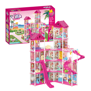 Tout-petits luxe Villa château jouets 314 pièces bricolage semblant filles rose maison <span class=keywords><strong>de</strong></span> poupée meubles accessoires 5 étages 15 chambres jouet avec lumière - Product Image 4