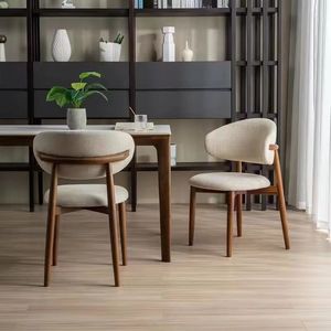 <span class=keywords><strong>Chaise</strong></span> de salle à manger moderne de style nordique avec dossier rembourré en tissu, structure en fer/bois, pieds en bois, design sans accoudoirs pour la maison/l'hôtel - Product Image 3