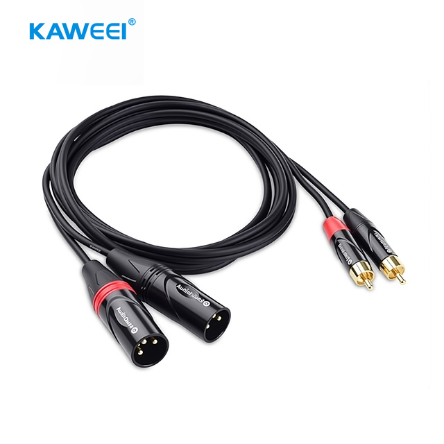 Custom Dual XLR Male RCA Male Twisted Pair 10m 24K Gold Plated Tinned Copper Double Shielded HiFi Stereo Interconnect Cable