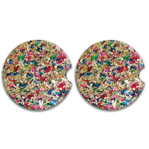 Shiny <strong>Silver</strong> Sparkling Glitter Car <strong>Coasters</strong> Round Acrylic <strong>Coasters</strong> for Drinks (2.87 Inches) - Product Image 1