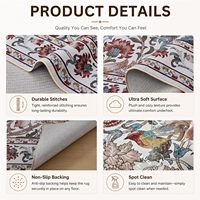 Traditioneller orientalischer pflegeleichter Teppich, groß, blaugrau, waschbar, rutschfest, für stark frequentierte Bereiche, Wohnzimmer, Schlafzimmer, Heimdekoration