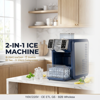 Mesin Pembuat Es Batu & Smoothie 2-in-1 Komersial untuk Meja Dapur, Kapasitas 20-30kg/Hari, untuk Hotel, Restoran, dan Rumah Tangga