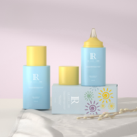 Botol tabir surya Mini pribadi 30ml 50ml 60ml, kemasan topi Flip botol Tottle Matte merah muda biru