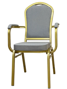 Contract Chairs Manufacturer Hotel Banquet Conference Party Wedding Dining Chairs Aluminium Stacking Chair with Arms - Product Image 3