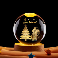 Décoration de boule de cristal de Noël, lumière nocturne 3D, boules LED, décorations de globe en verre de neige pour la maison