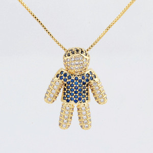 Collier pendentif personnalisable en forme de poupée humaine, micro-pavé de zircon, colliers assortis pour couples, hommes et femmes, vente en gros - Product Image 2