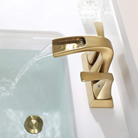 Robinet de salle de bain cascade en or brossé de 4 pouces à 2 poignées sans plomb pour salle de bain, camping-car, lavabo