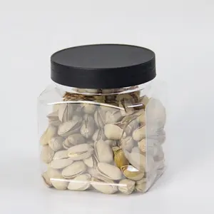 透明1200毫升矩形花式包装食品塑料腰果罐出售
