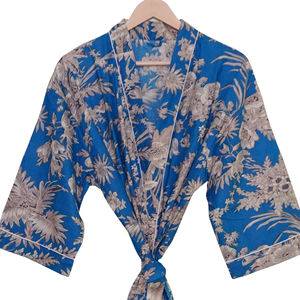 Robe Kimono Orange Faite Main pour Femme 100% Coton Indien – Tenue de Plage et de Détente pour Printemps/Été, Peignoir de Nuit et Robe de Plage - Product Image 1