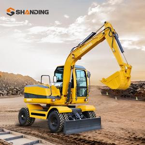 Excavadoras de ruedas de 8 toneladas de bajo precio para maquinaria de construcción de ingeniería, excavadoras de orugas con neumáticos de caucho, excavadoras de ruedas con cucharón - Product Image 1