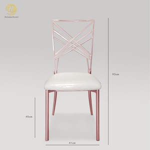 Hotel <b>Chair</b> Steel Frame Upholstered Seat Stackable Outdoor Banquet <b>Chair</b> Modern Minimalist Style 41cm Width - Product Image 1