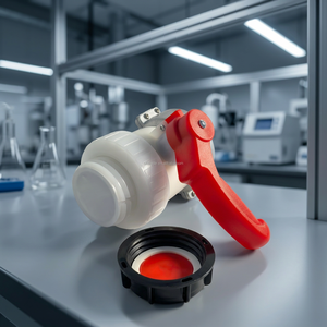 F75 2 Inch DN50 IBC Ball Valve Bottom Inlet BSP Thread PE Red Handle Tank <strong>Container</strong> Valve for Chemical Liquid Industrial - Product Image 3