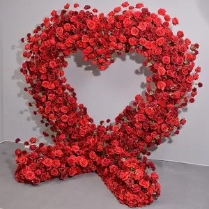 Çiçekler ile 2M çiçek aranjmanı kalp şeklinde parti süslemeleri düğün kemer