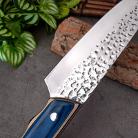 Ensemble de couteaux de cuisine personnalisés avec manche en bois coloré Couteau de chef tout usage Couteau à découper en os Outil de boucher-Acier inoxydable