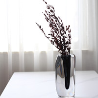 Vase de table en verre épais haut de gamme soufflé à la main décor d'accent de couleur unie moderne Arrangement de fleurs lourdes Vase en verre de Murano