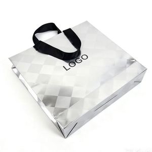 Sacs cadeaux en papier de luxe personnalisés de haute qualité, recyclables, en carton ivoire, avec logo personnalisé imprimé pour la promotion en supermarché - Product Image 2