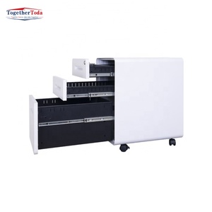 Armoire de rangement métallique en acier à trois niveaux, verrouillable, avec roulettes et mobile, pour dossiers, vente en gros, abordable et durable - Product Image 5