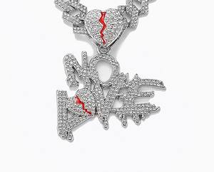 <span class=keywords><strong>NOLOVE</strong></span> Collier chaîne cubaine style hip-hop pour homme Lettre en alliage plaqué or et pendentif niche en forme de cœur Bijoux - Product Image 6