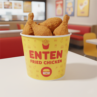 Seau en papier personnalisé populaire de 64 oz et 85 oz pour poulet frit, résistant à la graisse