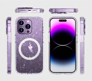 <span class=keywords><strong>Cover</strong></span> Magnetica Trasparente con Glitter per <span class=keywords><strong>iPhone</strong></span> 15 16 Pro Max, Custodia Posteriore Lucida e Colorata per <span class=keywords><strong>iPhone</strong></span> 15 16 Plus - Product Image 2
