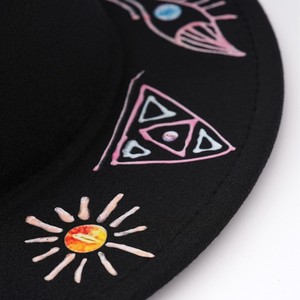 2025 nouvelle main impression fête hommes femmes mode Graffiti feutre Jazz Panama goth <span class=keywords><strong>chapeau</strong></span> Fedora feutre <span class=keywords><strong>borsalino</strong></span> Trilby Gangster chapeaux - Product Image 6