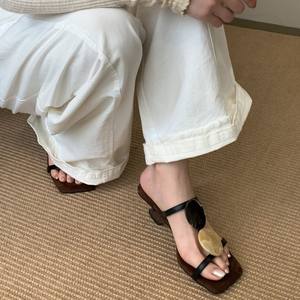 2025 New Trendy Flat Heel One-Piece <b>Sandals</b> Premium Leather Women's Shoes Comfortable and Breathable Casual Shoes - Product Image 4