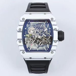 26 ans de succès commercial : Montre mécanique automatique de luxe 3501 en fibre de carbone, design tendance, tourbillon, cadran ajouré, bracelet en caoutchouc, sport, réserve de marche - Product Image 1
