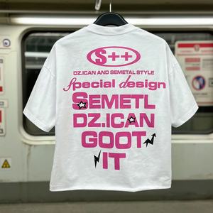 Camisetas de Diseño de Algodón de Manga Corta, Estampadas, con Hombros Caídos, Estilo Gráfico, Diseño de Peso Pesado, Estilo Urbano Holgado, Camiseta Cuadrada - Product Image 2