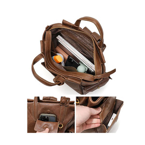 Unisex Vintage Leather <b>Backpack</b> <b>Large</b> Capacity Laptop Bag for Work Commute School Travel - Product Image 6