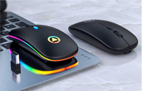 AIAMX Mouse Gaming optikal, cahaya penuh warna ramping 2.4Ghz 800-1600dpi Laptop kustom pengisian daya