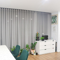 Rideaux en tulle pliables intégrés pour fenêtre française, rideaux en tissu pliables en S, rideaux en lin transparents à ondulations plates pour plafond haut