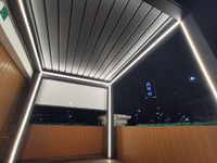 Auvent de toit, store pare-soleil, lame en aluminium, pergola bioclimatique motorisée avec voile en acrylique