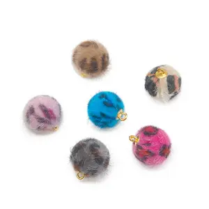 2404 Mink 15MM leopard fur ball beads pendant Korean fabric necklace earrings diy handmade jewelry accessories