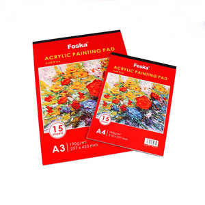 Bloc de <span class=keywords><strong>Dibujo</strong></span> Acrílico Foska Art Supply, Tamaño A3 A4, Encuadernación Vertical con Encolado Superior, Fácil de Desprender, Papel de 190 g/m², <span class=keywords><strong>Material</strong></span> sin Ácido, 15 Hojas - Product Image 1